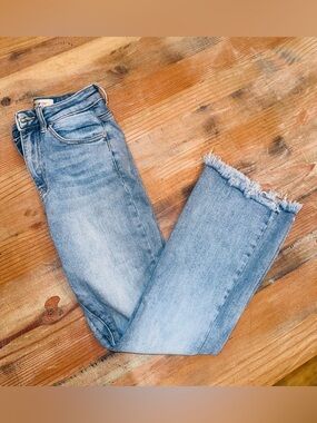 Desigual light blue denim jeans with gold stitching